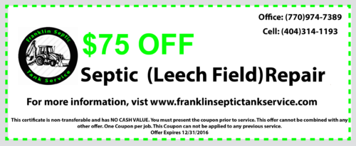 $75 off septic leech-field repair coupon
